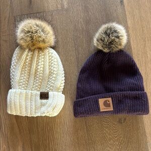 CC and Carhartt Knit Beanie Set with Pom Poms